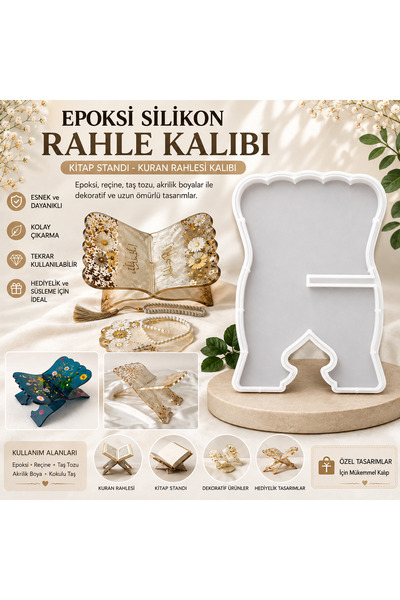 Şenhomee Epoksi Silikon Rahle Kalıbı Kitap Standı Kalıbı tekli 19 cmx 29 cm