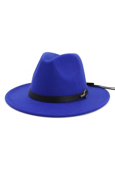 Pursehuit Pălărie Fedora, albastră, reglabilă, cu accesoriu detașabil, Fanna