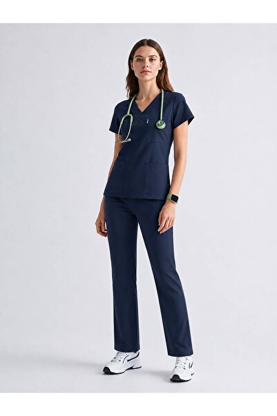 ÜÇAS İŞ GİYİM SCRUBS FORMA UNISEX LİKRALI TAKIM LACİVERT