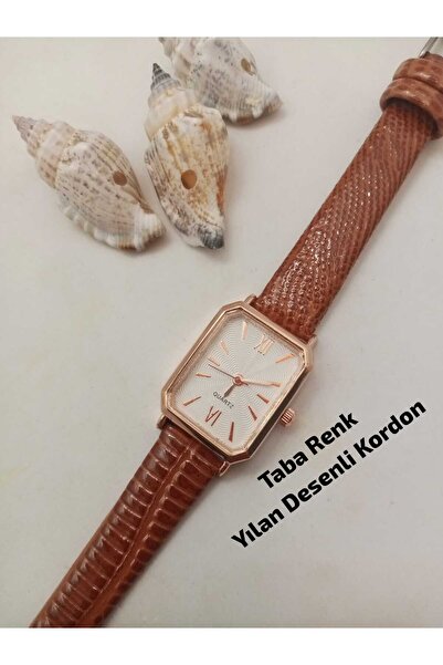 Brality Vintage Tasarım - Taba Renk Kordon- Rose Renk Kasa , Beyaz Renk Kadra...