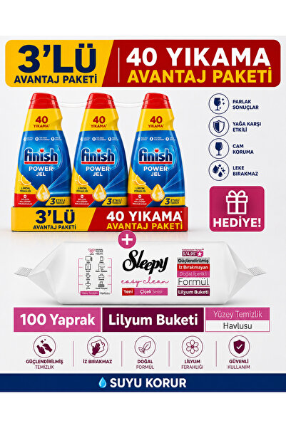 Finish Dishwashing Detergent Gel Lemon 1000 ml X 3 Effective Cleaning with Oi...