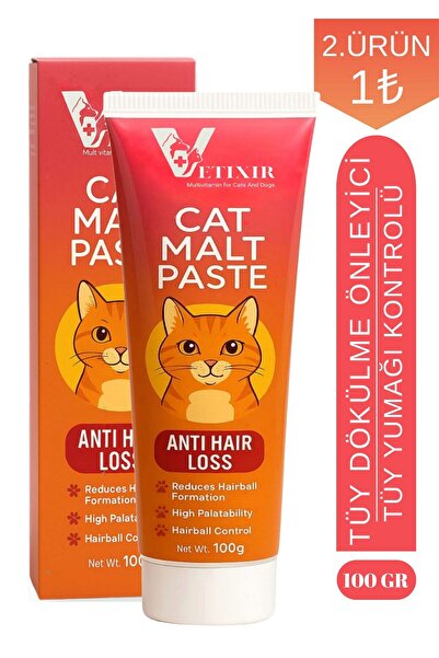 VETIXIR Tüy Dökülme Engelleyici Malt Paste Tüy Yumağı Ve Kusma Önleyici Multi...