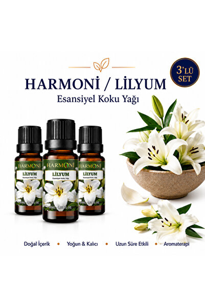 HARMONİ LİLYUM ÇİÇEĞİ Esansiyel Uçucu Koku 3X10ML Difüzör Esansı Buhurdanlık ...