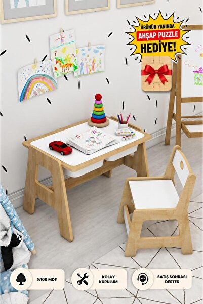 Jest Dekor Konsept Lesson Montessori Ahşap Aktivite Masa Sandalye Takımı