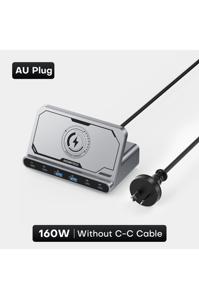 Choice AU Plug ASOMETECH 160W USB Charging Station 7 in 1 Wireless Charger 65...