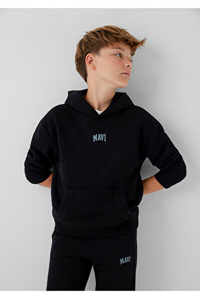 Mavi Logo Kapüşonlu Siyah Sweatshirt 6S10199-900