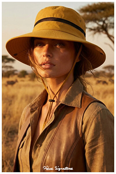 PIECE SIGNATURE Unisex Wide Brim Mesh Foldable Safari Sun Hat Adjustable Draw...