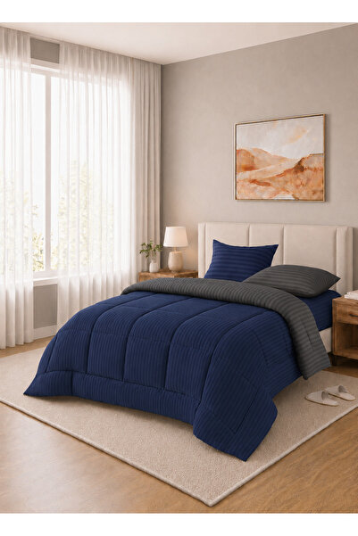 Hotel Linen Klub Stripe Reversible  Comforter Set- Ultra Soft  Microfiber Fab...
