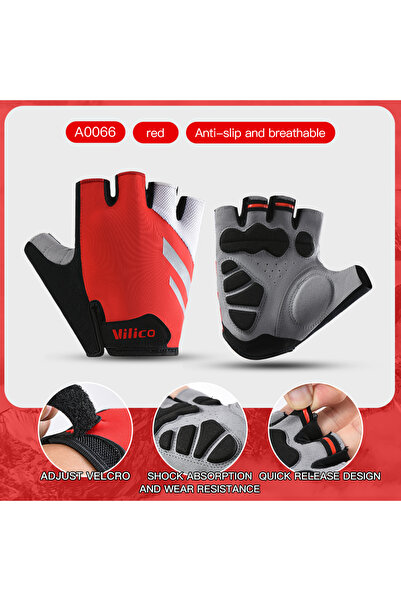 Choice1 قفازات نصفية الأصابع M A0066V-red قابلة للتنفس ومضادة للانزلاق للرجال...