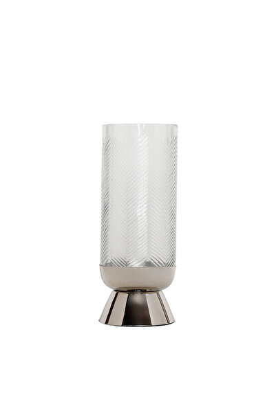 Yargıcı Metal Ayaklı Cam Silindir Fener(33x13 Cm)