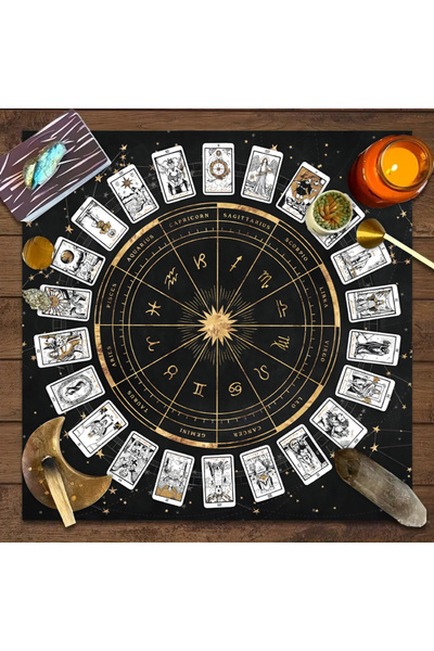 Choice 49x49 سم JP159 مفرش طاولة من بطاقة التارو، 12 لعبة بطاقة الأبراج، حصير...