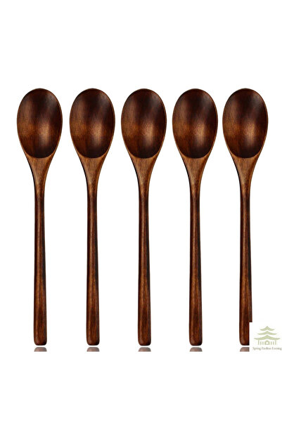 Choice 5PCS Spoon 5 Pieces Wooden Spoon Soup Spoon and Fork Tableware Natural...