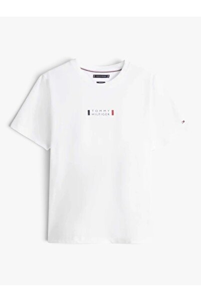 Tommy Hilfiger Erkek Marka Logolu Günlük Kullanıma Uygun Beyaz T-Shirt MW0MW4...