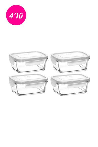 LAV Recipient de depozitare din sticlă Fresco, set de 4 bucăți, dimensiune mi...