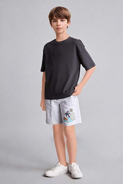 DeFacto Regular Fit Palm Tree Printed Sweatshirt Fabric Shorts for Boys H7215...