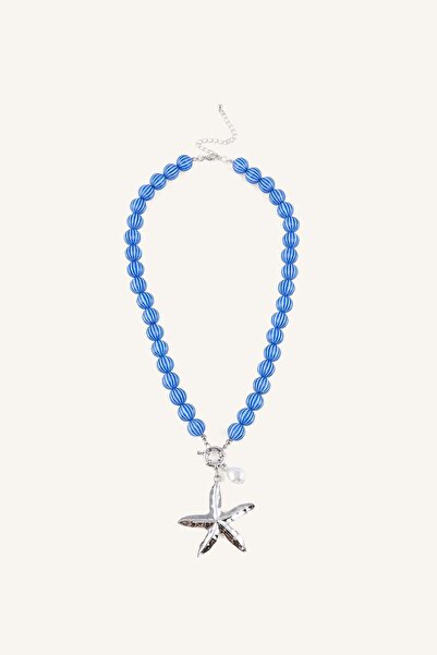 DeFacto Women's Sea-Themed Blue Bead Necklace H6987Axns