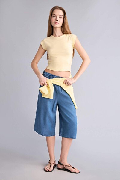 DeFacto High Waist Flowy Fabric Capri D5500Ax25Sm