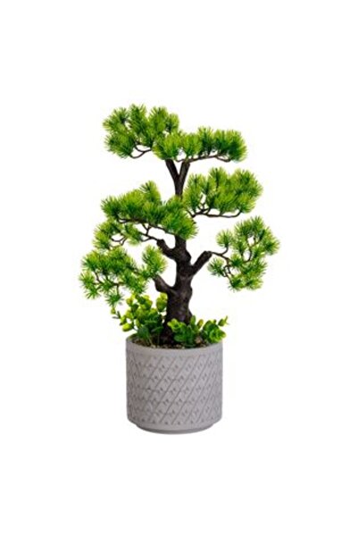 BAMI NETWORK Ghiveci Decorativ Gri cu Planta Artificiala Bonsai Ø15x50cm