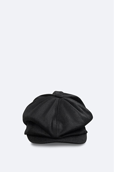 Avva Men's Black Wool Cap Hat A32y9201