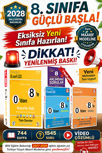 Tonguç Yayınları 8. Sınıf Lgs 0'dan 8'e Hazırlık Seti Tüm Dersler Konu Anlatı...