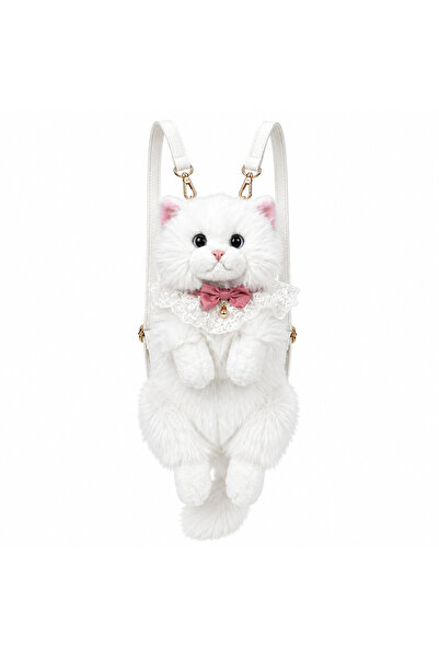 kiddoz Plush Cat Backpack With Adjustable Straps White | Luxury-Inspired Real...