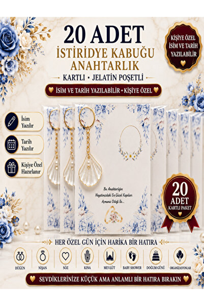 tasarımatölyesim 20 Adet İstiridye Anahtarlık - Nişan Hediyesi - Kına Hediyes...