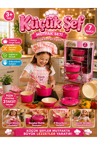 ideal STORE EMAYE TENCERE TAVA ÇELİK RAFLI MUTFAK SETİ 7 PARÇA 683G-6 PEMBE 3+