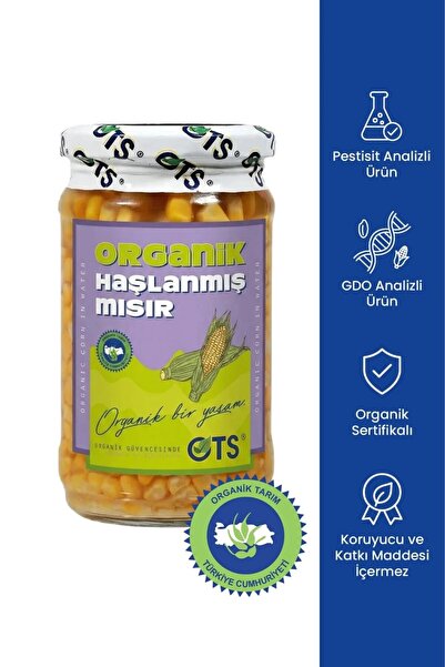 OTS Organik Haşlanmış Mısır 310 gr (Organik Sertifikalı, Pestisit Analizli)