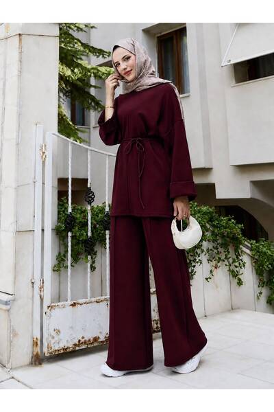 Elit Women's Islamic Clothing Modal Fabric Tie-Strap Detailed Crew Neck Top a...