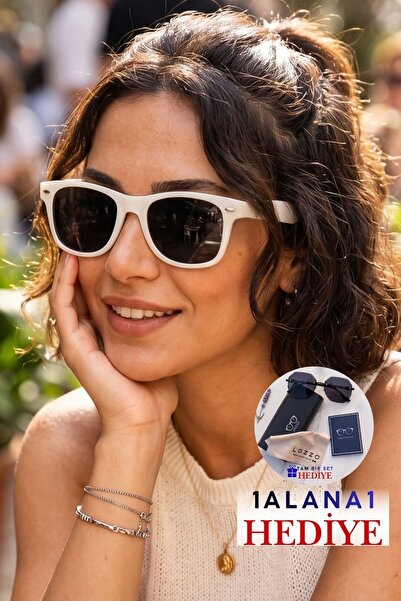 Lozzo Women`S Uv400 White Frame Wayfare Sunglasses 23010C20