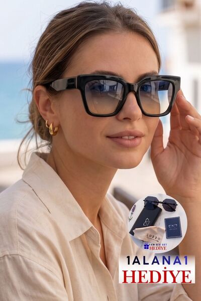 Lozzo Women's Uv400 Cat Eyes Black Sunglasses Waiter Boy 23048-1 C2 Gradient ...