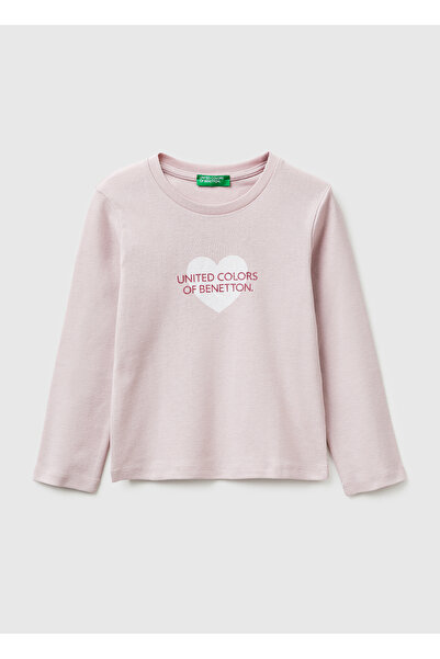 United Colors of Benetton Girl's rose print graphic long sleeve t-shirt with ...