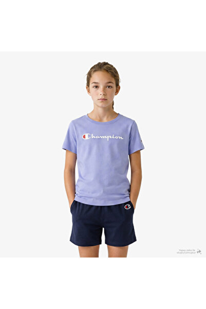 Champion Crewneck SS Çocuk Mor T-Shirt