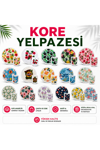 beneficio Katlanabilir Kore Yelpazesi Çıtçıtlı Kılıflı Taşınabilir El Yelpaze...