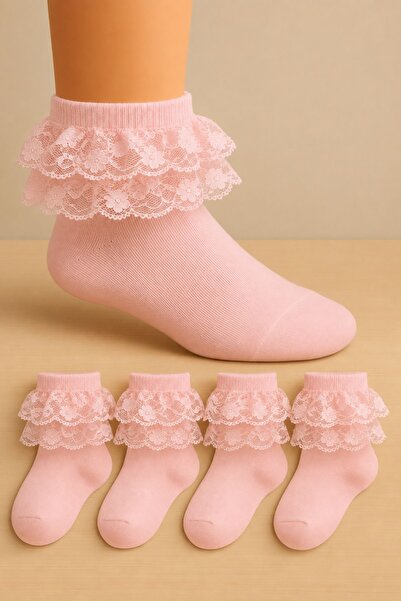 tibo 4 Pairs of Soft Lace Seamless Girls' Socks