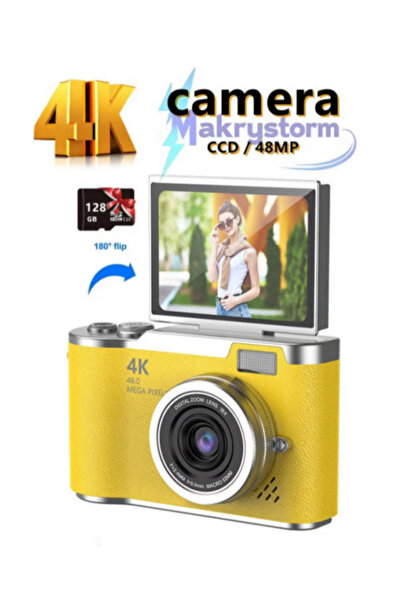 Makrystorm كاميرا رقمية محمولة بدقة 4K مع بطاقة ذاكرة 128 جيجابايت، 48 ميجابك...