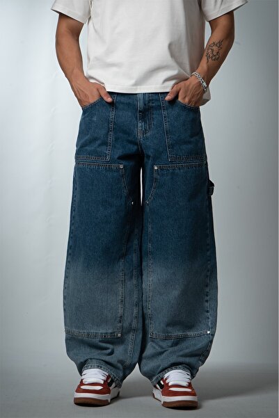 GRJ denim Urban Utility Denim Blue Wide Leg Super Baggy Men's Jean Trousers