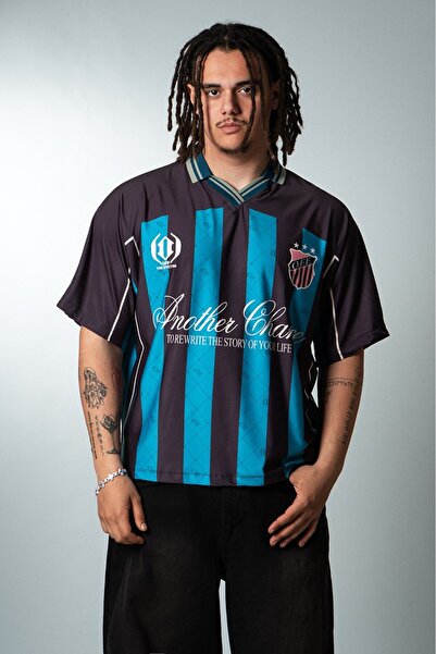 Plus Eighteen Another Chance Polo Yaka Extreme Oversize Mavi Erkek Futbol For...