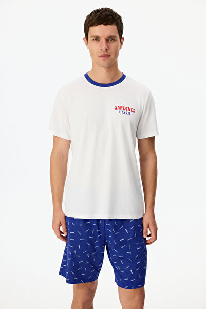 Penti Men's Sardines Club Fish Patterned Short Sleeve Pajama Set