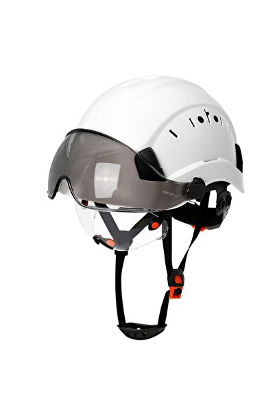 Choice3 white CE Construction Safety Helmet With Visor Built In Goggles For E...