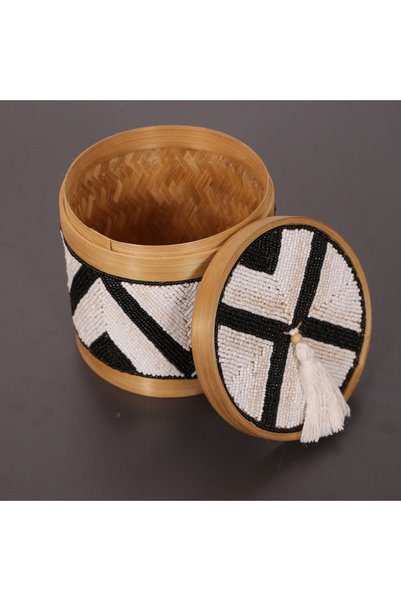 Mylamp Bali Beaded Bamboo Storage Box m 17X17 cm