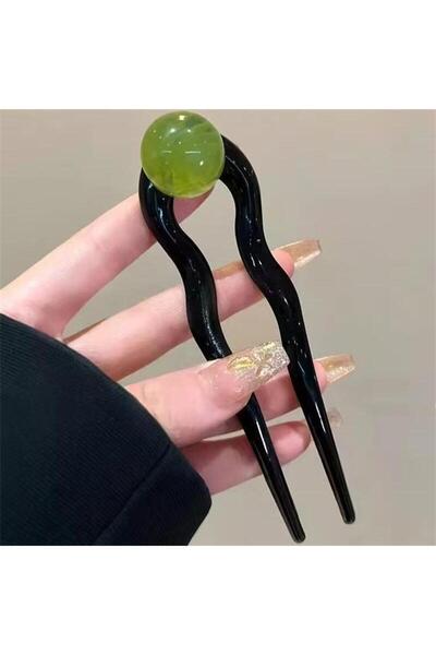 Choice 1 green Fashion Colored Pearl U-Shaped Hair Sticks Hairpin Hair Fork B...