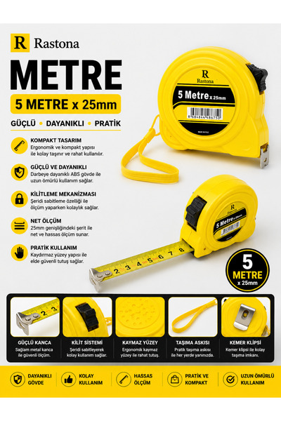 RASTONA ŞERİT METRE 25 MM X 5 MT
