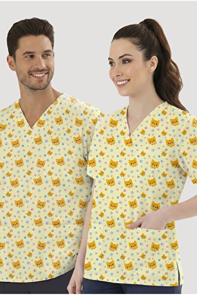 ÇİZGİ MEDİKAL Minnoş Cat Patterned Single Top (Cotton Lycra Fabric)