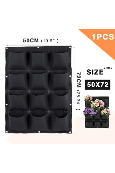 Choice Black 12 Pockets Wall Hanging Pockets Planting Bags Flower Pot Home Ga...
