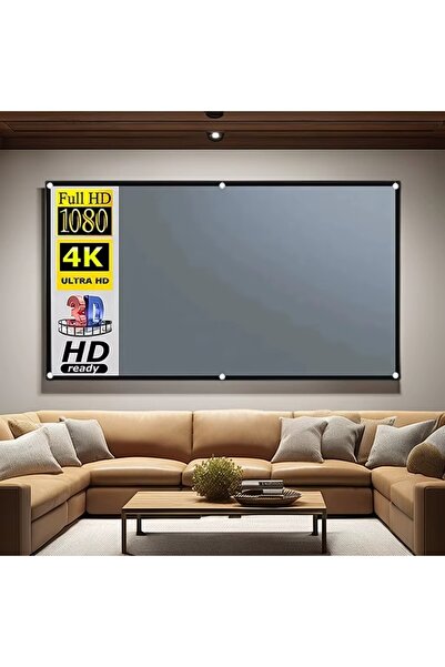 Dualtech 100" 16:9 ALR Gri Projeksiyon Perdesi Taşınabilir Seyahat Duvar Askı...