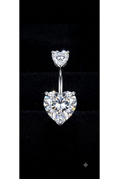AyçaSilver Kalpli Zirkon Göbek Piercing
