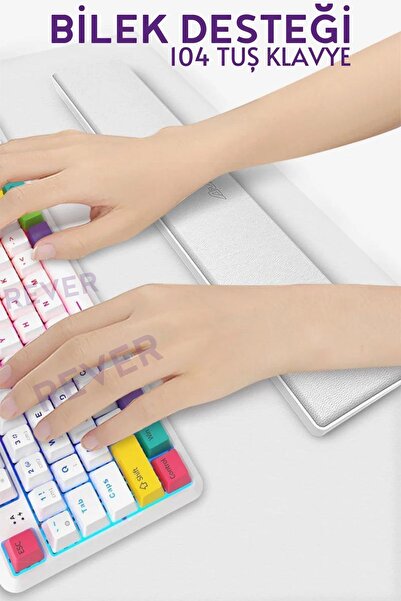Rever Klavye Bilek Desteği 104 Tuş Klavye Uyumlu Ergonomik Gaming & Ofis
