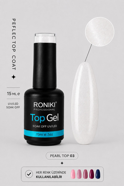 RONIKI Sedefli Simli Top Coat Pearl Top 15ML
