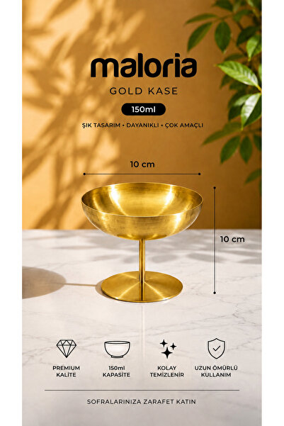 Maloria Vidalı Ayaklı Gold Metal Sunumluk Dekoratif Meyvelik, Şekerlik, Kase ...